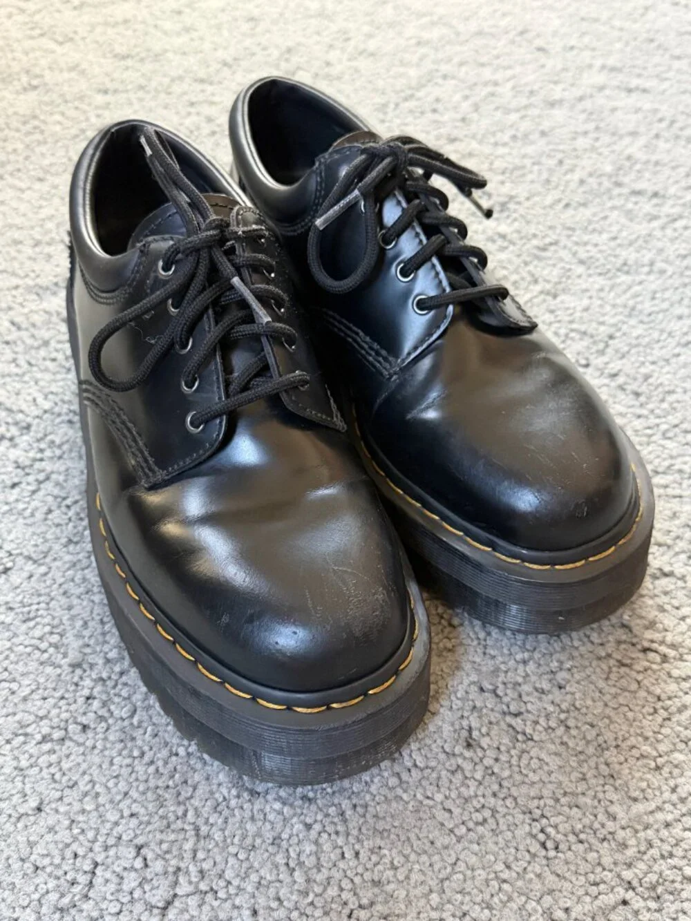 Dr. Martens 8053 Quad/Bex Platform Leather Shoes Black Unisex Men 10 / Women 11